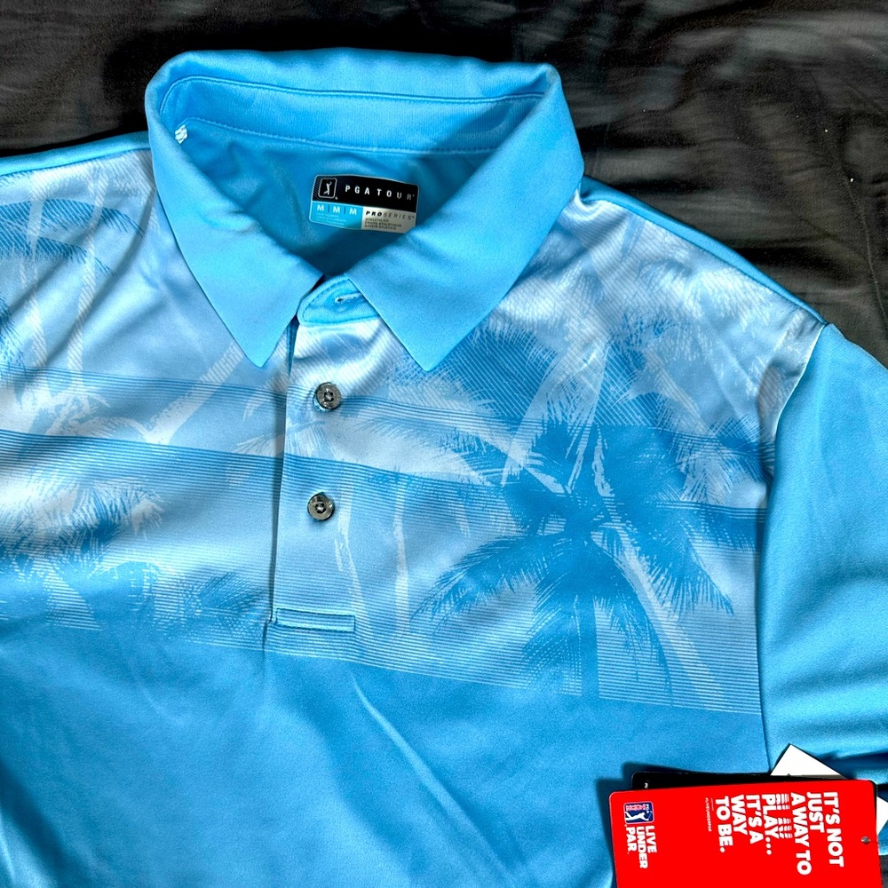 NWT PGA Tour golf polo Hawaiian Graphic Print Medium